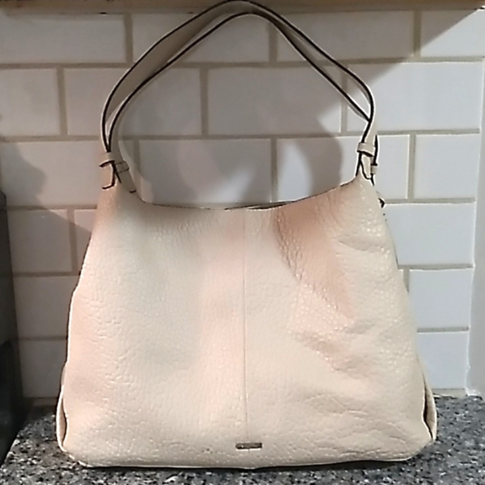 Vince Camuto Genuine Leather Cream Alligator Print Shoulder Bag.